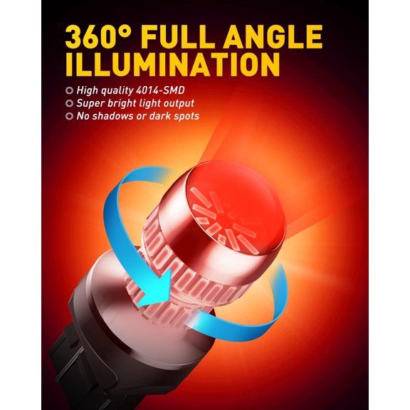 Upgraded 7440 7443 LED Bulb Red for Tail Lights Brake Lights, Super Bright T20 W21W 7441 7444 LED Replacement for Stop Tail Brake Signal Lights, Pack of 2