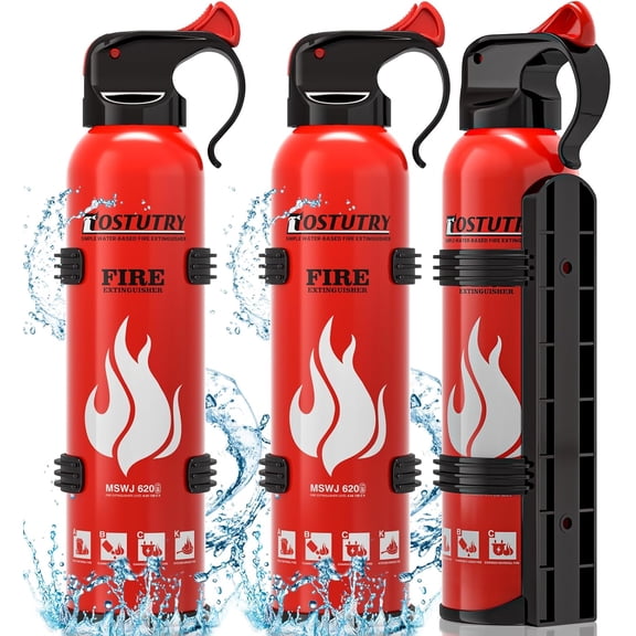 Upgraded 8-IN-1 Fire Extinguisher for Home Vehicle Car Kitchen Boat, Small Fire Extinguishers Spray with Mount for Class A B C K Fire, Portable Non-Toxic Prevent Re-Ignition Easy Clean (3 Pack)