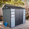 thumbnail image 1 of Upgraded 8x6ft Outdoor Resin Garden Tool Shed with Floor&2 Windows,Lockable Door, 1 of 11