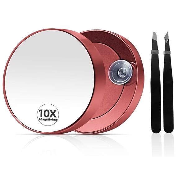 Upgraded 9" Rechargeable 10x Magnifying Makeup Mirror with Lights, Dimmable Lighted Vanity Mirror with Magnification and A Large Suction Cup, Touch Button, 360 Degree Rotation