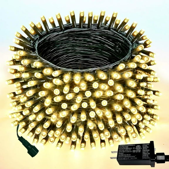 Upgraded 99 FT 300 LED Christmas String Lights Outdoor/Indoor, Timer & Memory Function & 8 Modes, Extendable Green Wire Waterproof Fairy String Lights for Xmas Tree Holiday Party Garden (Warm White)