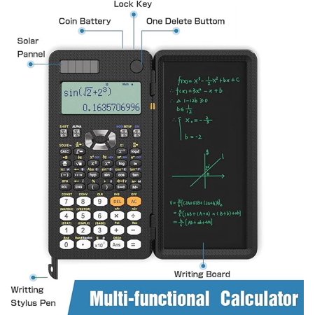 Upgraded 991ES Plus Desktop Scientific Calculator, Multi-View 4-Line Display with Erasable LCD Writing Tablet, Solar Cell Power, Notepad, For Schools