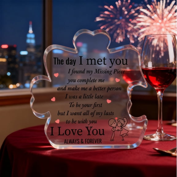 Upgraded Acrylic Transparent Puzzle Shaped Valentines Day Decor Ideal Gift For Lovers