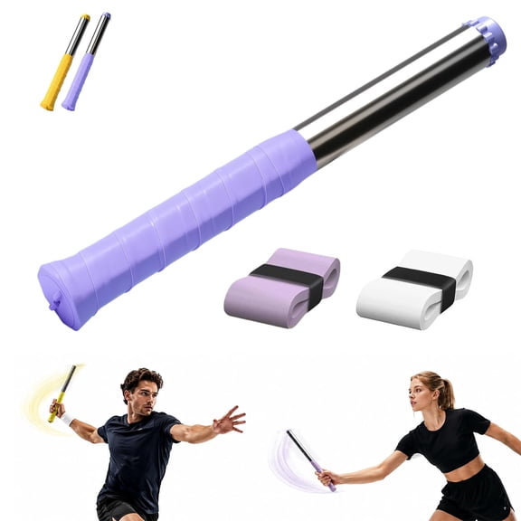 Upgraded Adjustable Intensity Badminton Swing Trainer, 11.8" Swing Trainer Sound Feedback for Smash Technique for Wrist Arm Strength Training Fitness Professional Players - PURPLE-1PCS