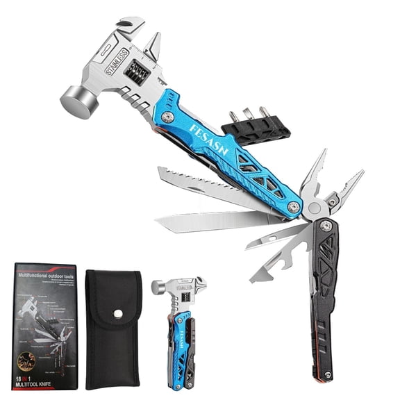 Upgraded Adjustable Wrench Multitool Hammer, 18 in 1 Pocket Multi Tool Pliers, All-in-One Survival Camping Multi Tool Apply to Survival, Camping and Everyday Use
