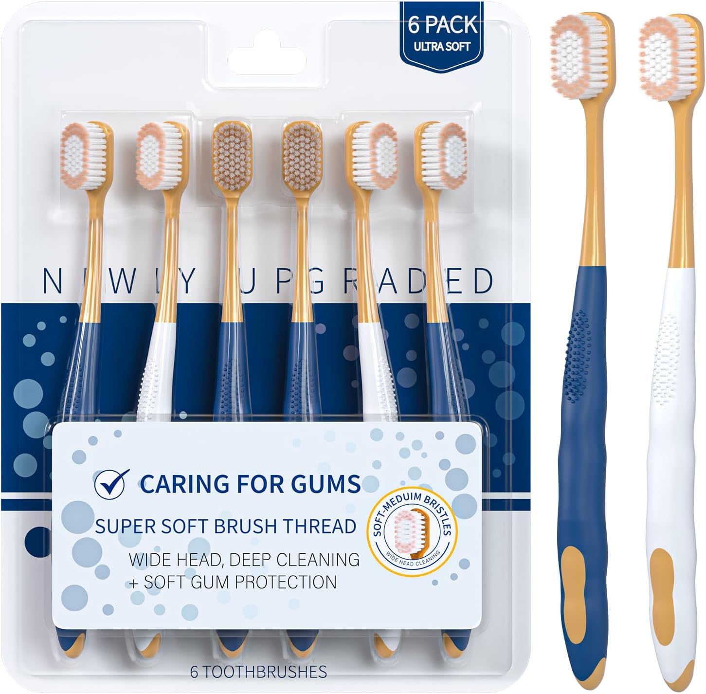 Upgraded Adult Wide Head Soft Hair Manual Gingival Cleaning Toothbrush ...