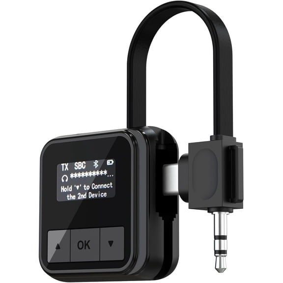 Upgraded Airplane Bluetooth Transmitter Receiver Adapter,2 in 1 Audio Headphone Adapter with Any 3.5mm Jack on Airplane,TV,Gym,Car,Home Stereo,Charging and Data Transfer,Support to 2 Pairs Headphones