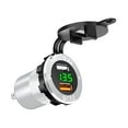thumbnail image 1 of Upgraded Aluminum Alloy Quick Charge 3.0 USB Car Charger Socket & 2.4A USB Port IP66 Waterproof Dual USB Power Outlet with Voltmeter for Car Boat Marine Rv Motorcycle(Silver-Green), 1 of 1