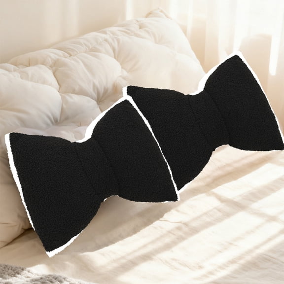 Upgraded And Linen Pillow Solid Color Sofa Pillow Cushion Two Purpose Bow Pillow Lumbar Pillow 16x12 Inches Motheres Day Gift I