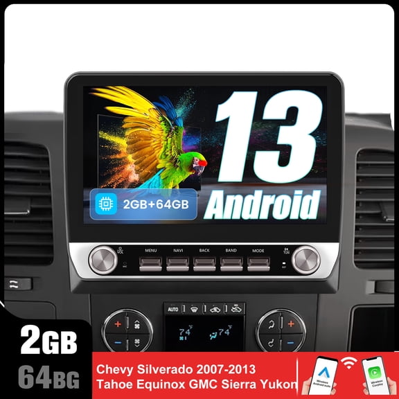 Upgraded Android 13 Car Radio Stereo for 2007-2013 Silverado & Sierra, 10.6" Touchscreen, Wireless CarPlay/Android Auto, GPS, Bluetooth, WiFi