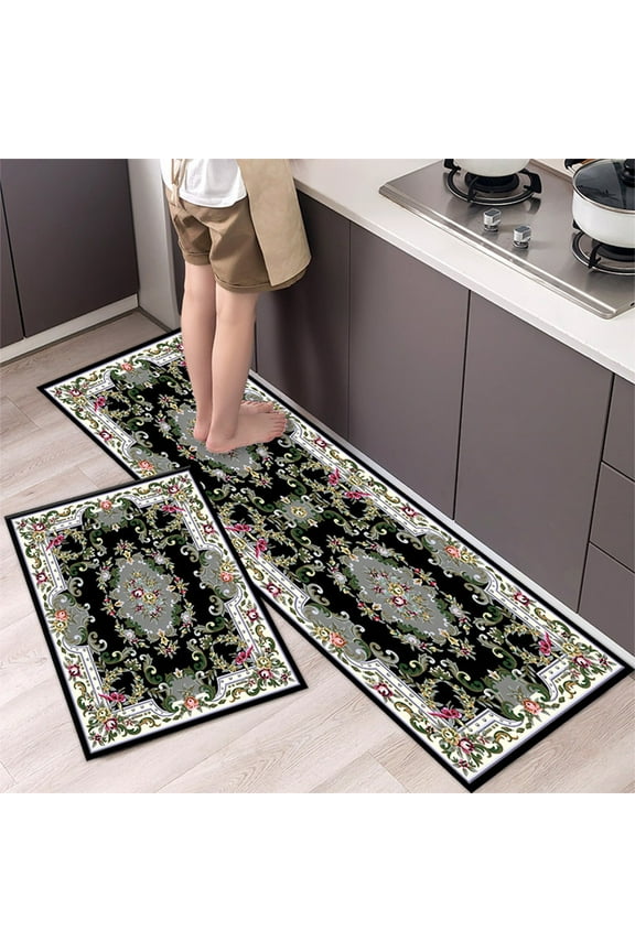 Upgraded Anti Fatigue Kitchen Mats, Cushioned Memory Foam Kitchen Rug, Non Slip Kitchen Runner Rug Carpet, Waterproof Kitchen Sink Area Rug Comfort Standing Mat for Kitchen Laundry 16"X24"+16"X47" C