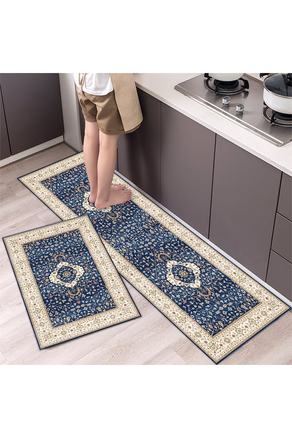 Upgraded Anti Fatigue Kitchen Mats, Cushioned Memory Foam Kitchen Rug, Non Slip Kitchen Runner Rug Carpet, Waterproof Kitchen Sink Area Rug Comfort Standing Mat for Kitchen Laundry 16"X24"+16"X47" D