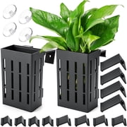 Upgraded Aquarium Plant Holder with Hooks and Suction Cups for Fish Tank Aquaponic Plant Cultivation and Aquascape Decorations (Black)