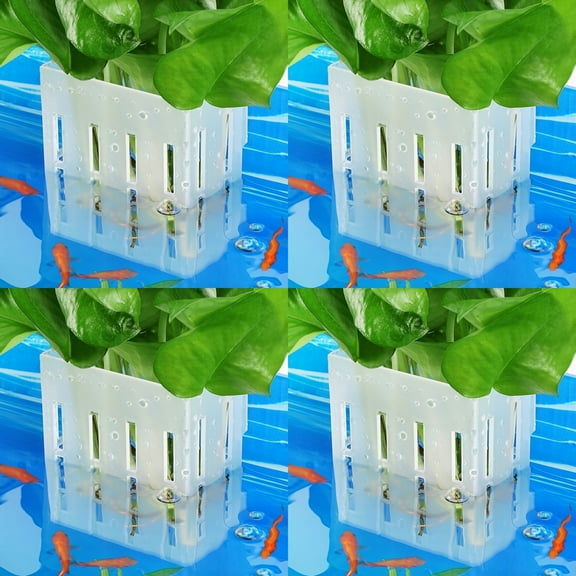 Upgraded Aquarium Plant Holder with Hooks and Suction Cups for Fish Tank Aquaponic Plant Cultivation and Aquascape Decorations (Semitransparent)