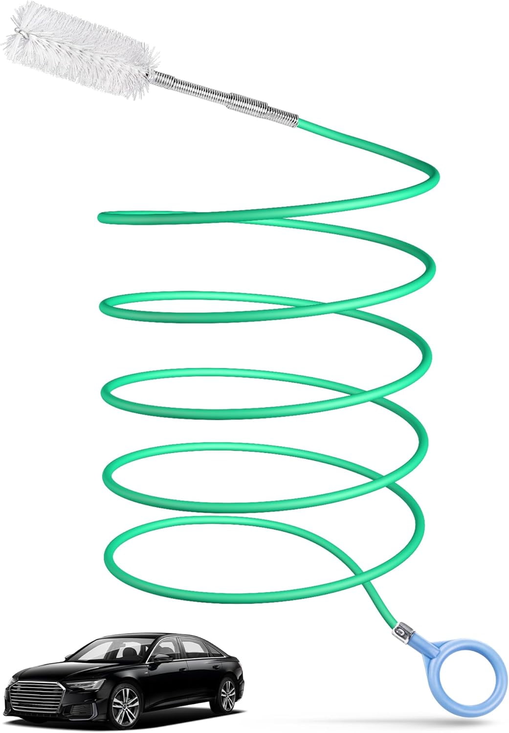 1pc Flexible Sunroof Drain Cleaner Tool – 118-Inch Long Pipe Snake Brush For Car Sunroof, Trunk & Wiper Drains (Green/Blue)