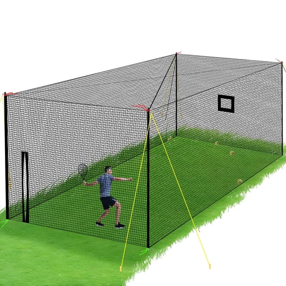 Upgraded Baseball Batting Cage Net and Metal Frame, 22x12x8 FT, Portable Enclosed Batting Cage for Backyard Training and Outdoor Use, for Baseball & Softball