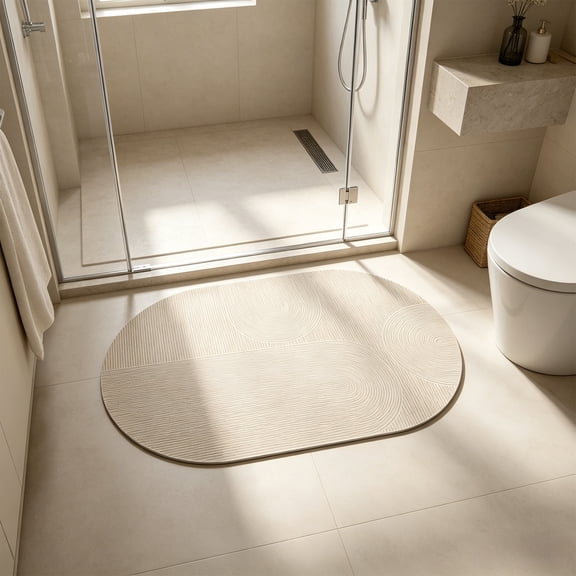 Upgraded Bath Mat Diatomaceous Earth Quick Dry Non Slip Absorbent Modern Abstract Design Bathroom Rug Custom Cut Floor Mat 15.75x23.62 in Size Option