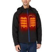 [Upgraded Battery] ORORO Men's Heated Jacket With Detachable Hood and Battery Pack (Black & Blue,M)