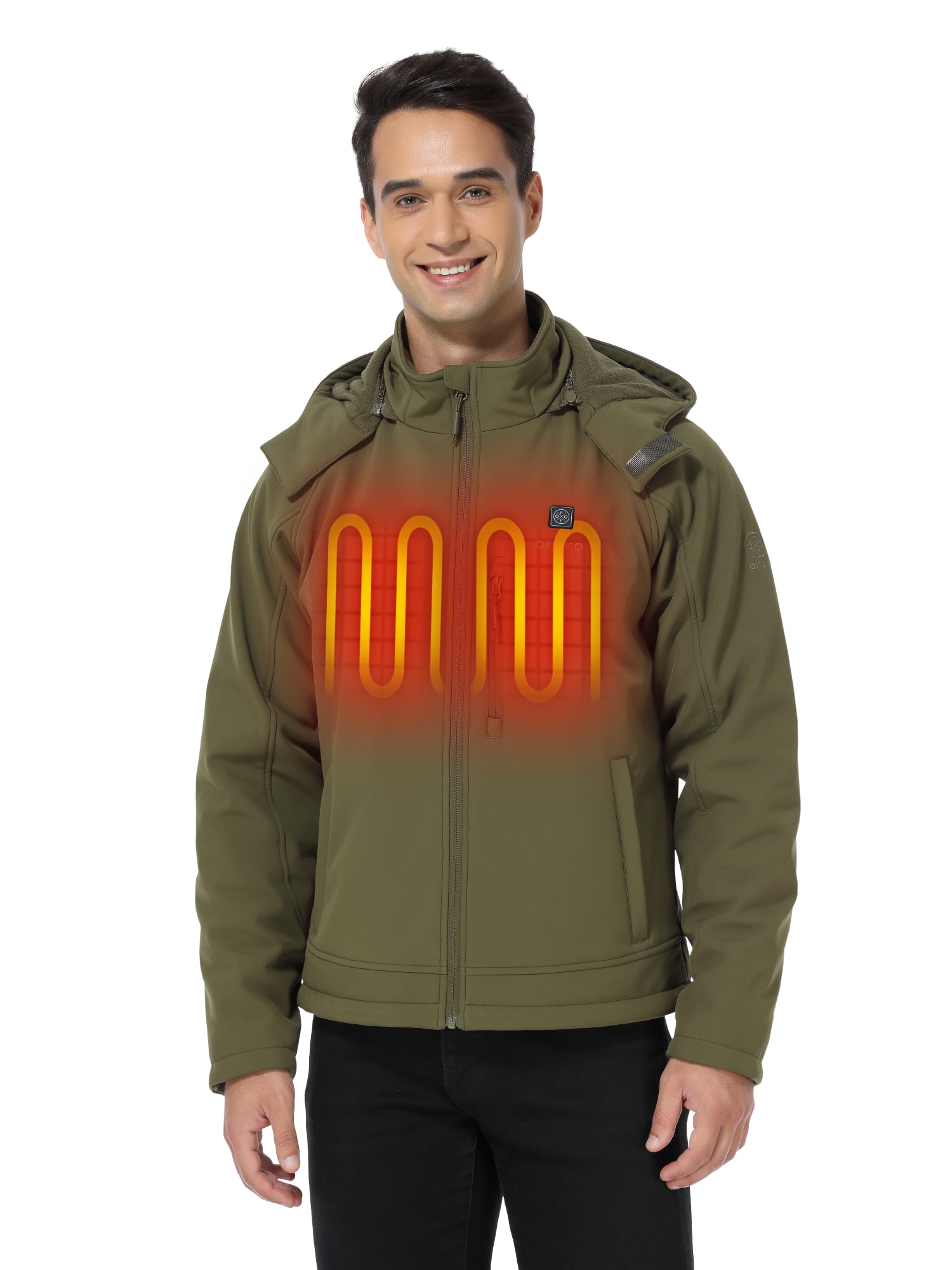[Upgraded Battery] ORORO Men's Heated Jacket with Detachable Hood and