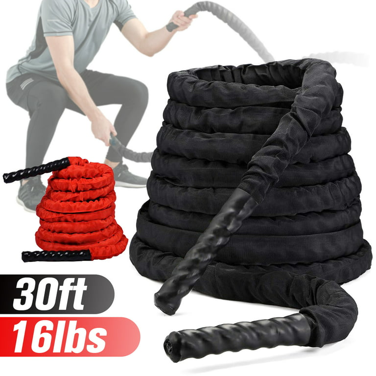 Upgraded Battle Rope with Protective Cover, Heavy Battle Exercise Training  Rope 30ft Battle Ropes, Workout Rope for Strength Training Home Gym Outdoor