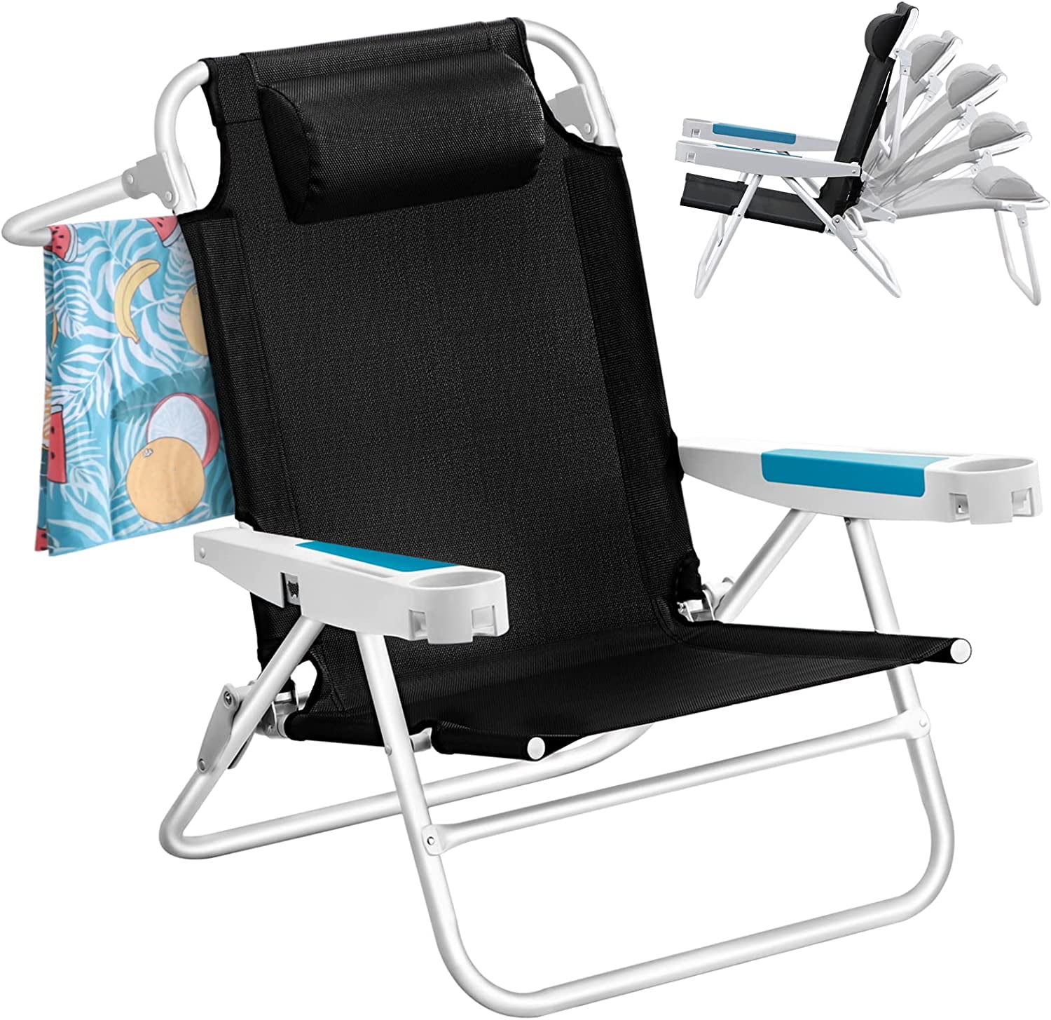 [Upgraded] Beach Chair for Adults, XL 5Position Backpack Beach Chair