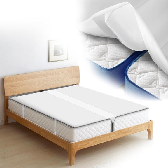 Upgraded Bed Bridge Attached Fitted Sheet Twin to King, Bed Converter Kit with Sheet Strap Set, Mattress Gap Filler, Removable