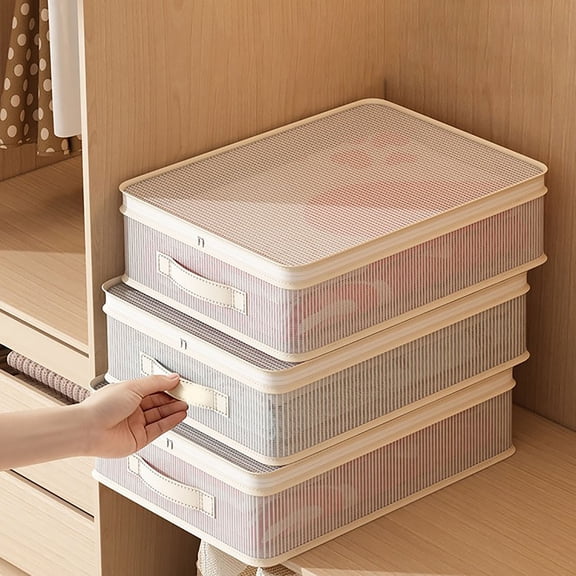 Upgraded Bedroom Wardrobe Storage Bag Bed Sheet And Blanket Storage Bag Under Bed Drawer Transparent Storage Box With Handle