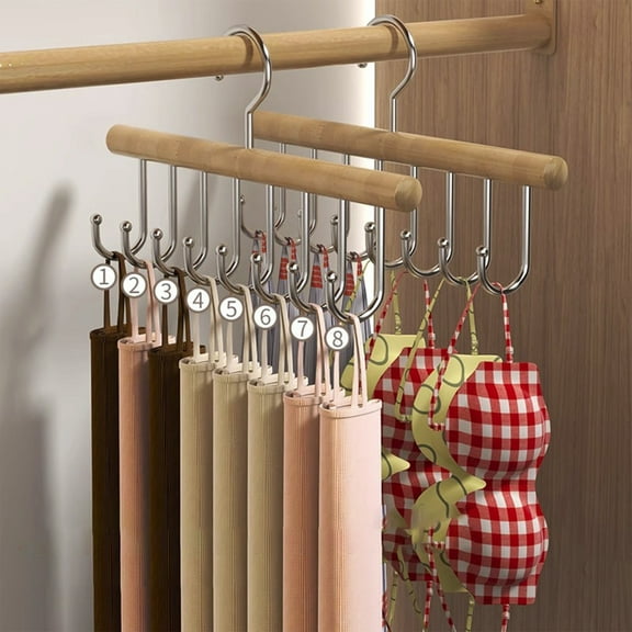 Upgraded Belt Hanger For Closet Closet Organizers And Storage Belt Rack With 8 Hooks Multifunction Sturdy Wooden Hanger Tie Rack Q