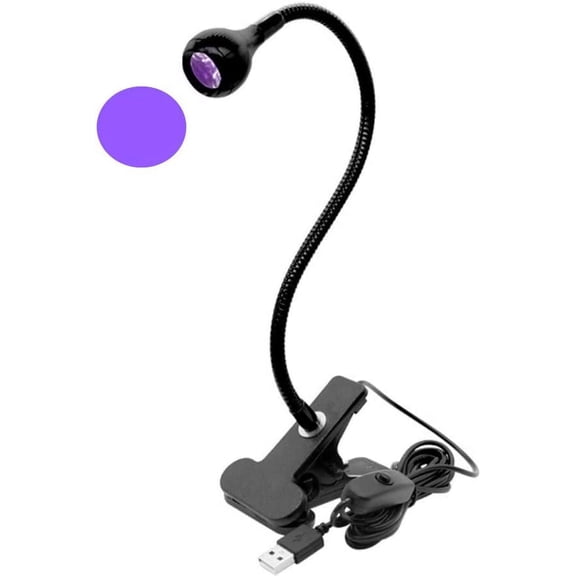 Upgraded Big Chip 395nm UV LED Black Light fixtures with Gooseneck and clamp for UV Gel Nail and Ultraviolet Curing, Portable Blacklight 5V USB Input (Black 5W)
