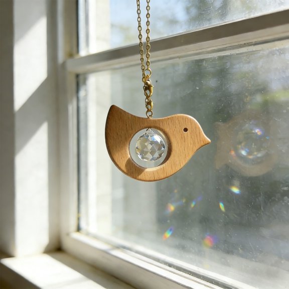 Upgraded Birds Sunlight Catcher Glass Crystal Ball Sunlight Scattering Patterns Home Creatives Decoration Pendant R