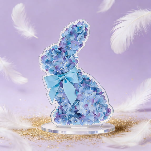 Upgraded Blue Hydrangea Easter Bunny Decor 20cm Artificial Floral Bunny Figurine With Bow Spring Easter Home Tabletop Decor 2d J