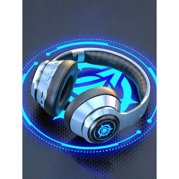 Upgraded Bluetooth 5.3 Headphones with Active Noise Canceling, Deep Bass Subwoofer & LED Lights, Wireless Over-Ear Foldable Headset for Sports Gaming Music Work, USB Rechargeable