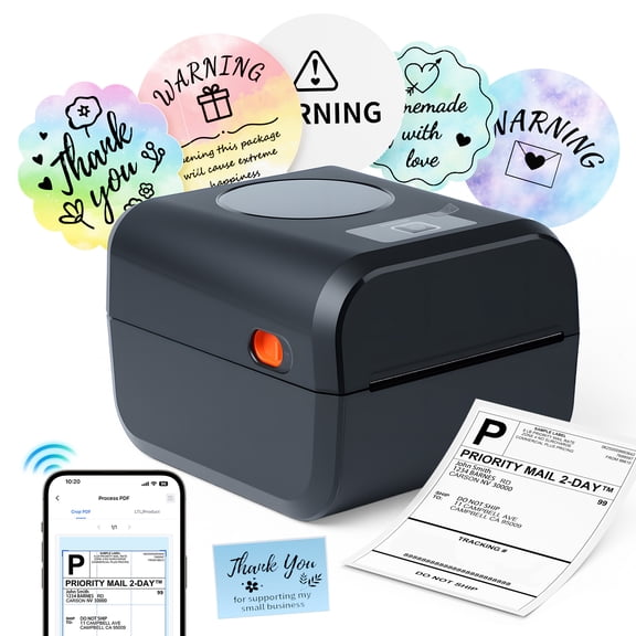 Upgraded Bluetooth Shipping Label Printer 4x6, A641M Thermal Label Printer with Built-in Paper Bin, Thermal Printers for Small Business & Shipping Packages, Compatible with Android,Windows