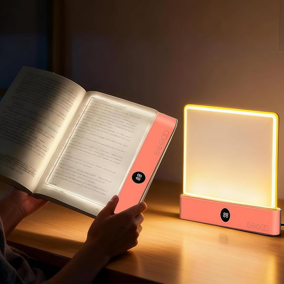 Upgraded Book Light, Rechargeable Clear LED Flat Book Lights for Reading in Bed at Night with 3 Colors & Timer, Dimmable Panel Plate Book Lamp Full Page Light, Gifts for Book Lovers