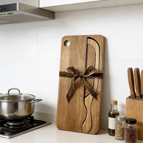 Upgraded Bread Bow Knife And Cutting Board Set 8in Stainless Steel Sourdough Bread Knife With Bow-Shaped For Homemade Bread Bagels Loaves Bread