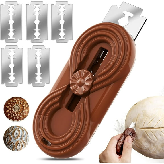 Upgraded Bread Lame Tool with 5 Razor Blades, Retractable & Magnetic Dough Scoring Tool for Sourdough, Anti-Slip Handle Bread Scoring Kit, Reusable Baking Tool for Artisan Bread Making