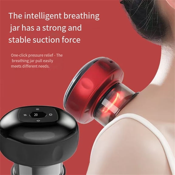 Upgraded Breathing Heat Scraping Massage - Adjustable Settings | Food-Grade Safe Material | for Home Office | for Daily Household Use | Easy Setup & Use Red