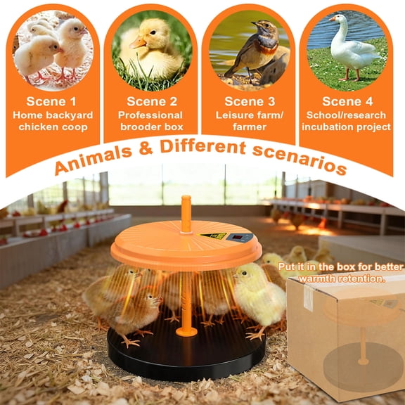 Upgraded Brooder Heat For Chicks Ducklings Goslings US-Plug Smart Thermostat Poultry Heat Lamp Winter Coop Warmer With Over-Heat Guard