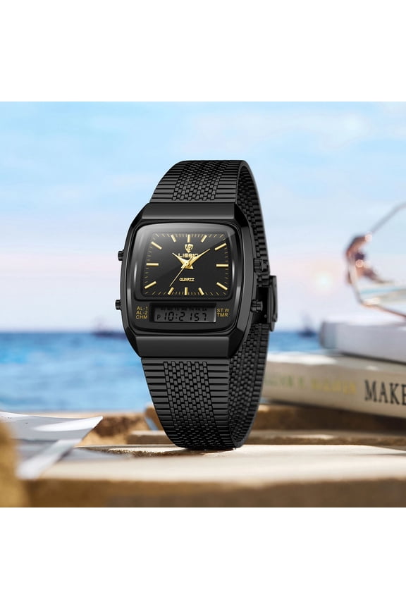 Upgraded Business Casual Web Strap Waterproof Display Electronic Quartz Watch Q