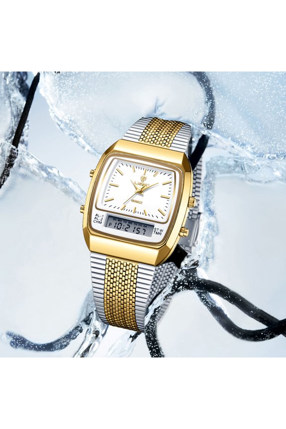 Upgraded Business Casual Web Strap Waterproof Display Electronic Quartz Watch R