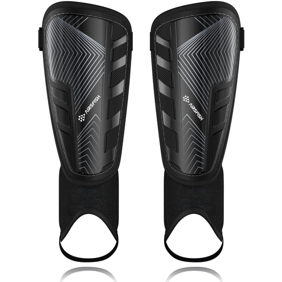 Upgraded CE Certified Soccer Shin Guards for Kids Youth Adults, AirsFish Protective Gear with EVA Cushion for Shock Reduction, Breathable Sleeves for Boys Girls Soccer Games
