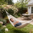 thumbnail image 1 of Upgraded Camping Hammocks With Anti Tip Design Heavy Duty Canvas Outdoor Hammocks For Adults Portable Tree Hammocks For Beach Garden Backyard Patio Travel C, 1 of 6