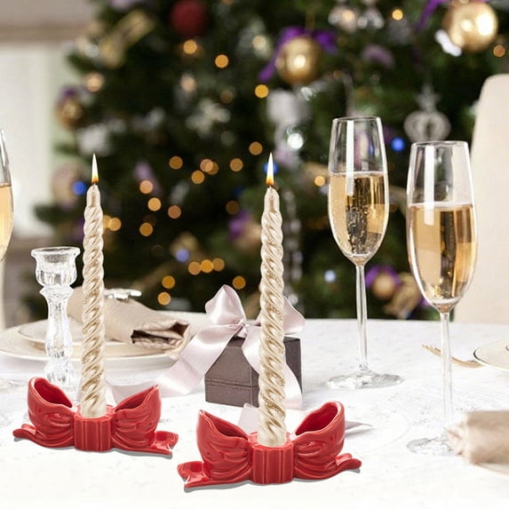 Upgraded Candle Holder,Bow Candlestick Holders Fit 0.59 Inch Candles,Ceramic Candelabra Decorative Candle Stand Centerpiece for Table Wedding Dinning Party C