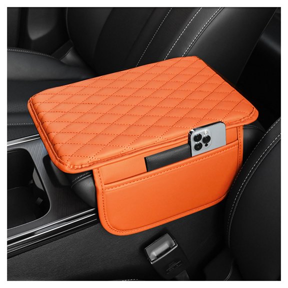 Upgraded Car Center Console Cover,Microfiber Leather Car Armrest Cover Cushion with 2 Storage Bags,Universal Car Armrest Storage Box (Black)