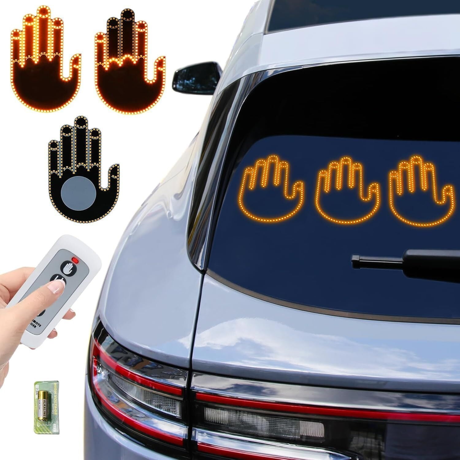 Funny Car Finger Light With Remote, Road Rage Signs Middle Finger Gesture Light Auto Amber Middle Finger Warning Brake Light – Buy The Best Products In The Online Store - Foto 5