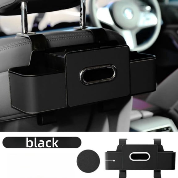 Upgraded Car Organizers and Storage Box, Multifunctional Headrest Backseat Organizer with 2 Cup Holders, Tissue Box and Hooks, Smart Over-Seat Car Organizer for Most Vehicles