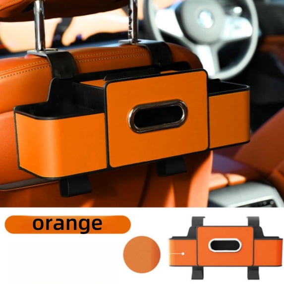 Upgraded Car Organizers and Storage Box, Multifunctional Headrest Backseat Organizer with 2 Cup Holders, Tissue Box and Hooks, Smart Over-Seat Car Organizer for Most Vehicles