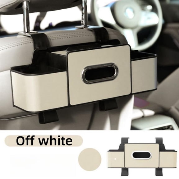 Upgraded Car Organizers and Storage Box, Multifunctional Headrest Backseat Organizer with 2 Cup Holders, Tissue Box and Hooks, Smart Over-Seat Car Organizer for Most Vehicles