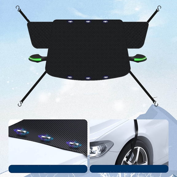 Upgraded Car Snow Cover Half-body Car Cover, All-season Universal, Green Reflective Strips
