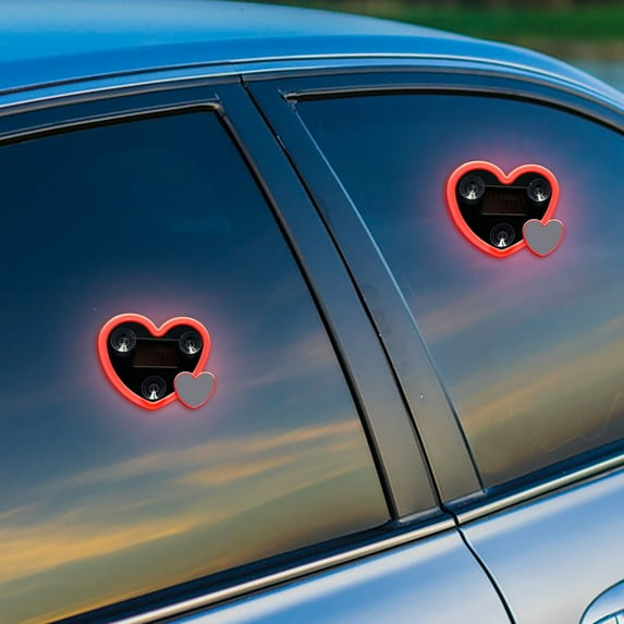 Upgraded Car Solar-powered Window Double Heart Light Car Interior Decorative Light Heart-shaped Neon Light N